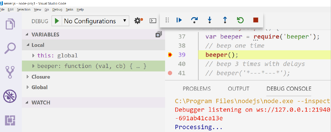 Debugging Screenshot